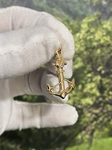 Tgdj Anchor Pendant 23 X 18 Mm, 14K Yellow Gold Jesus Cross Necklace, Real Gold Charm Pendants Gift For All Occasions #TOP4