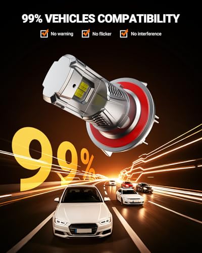 Image of SEALIGHT H13 /9008 LED Light Bulb, 9X Brighter than Stock Bulbs, 1:1 Real Size 9008 Light, 6500K Cool White with Fan, Pack of 2