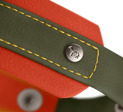 HUNTER Hundehalsband Havanna MINI, Farbe: grün/orange, Strukturgewebe mit Kunststoffummantelung, breit, komfortabel, langlebig, reißfest, witterungsbeständig, pflegeleicht, Gunmetal-Look, Größe: 40