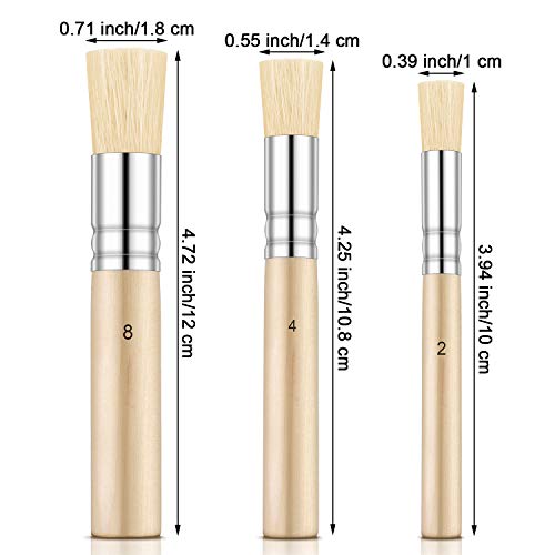 Outus 6 Pieces Wooden Stencil Brushes Pure Natural Stencil Brushes Painting Bristle Brushes For Acrylic Oil Watercolor Art Painting Stencil Project Diy Crafts, 3 Sizes #TOP1