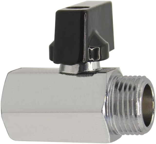 Showerhead Shut Off Valve Brass Chrome Plating Mini Ball Valve 1/2" NPT Female x 1/2" NPT Male Thread Water Flow Control Valve Regulator Chrome Shower Head Flow Control Valve