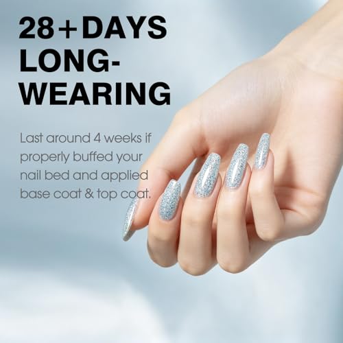 Image of CANNI 9ml Light Blue Glitter Gel Nail Polish High Gloss UV LED Soak Off Gel