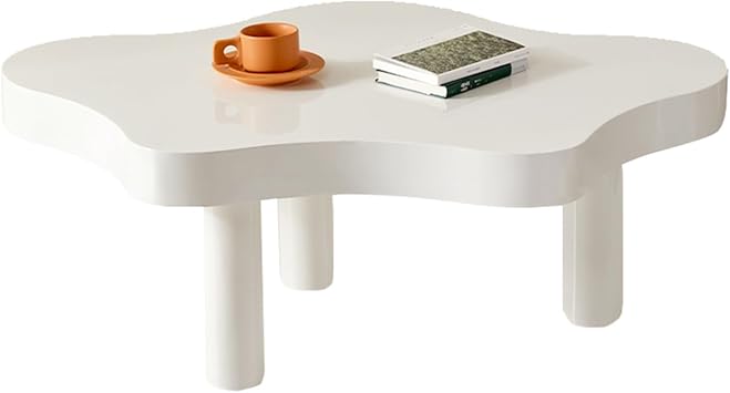 Coffee Table Small Sofa Table Cute Cloud Center Table Irregular End Table End Table with 3 Legs for Small Spaces in Living Room Bedroom Home OfficeWhite,80 * 37cm