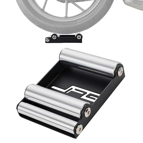 JFG RACING Motorcycle Wheel Cleaning Stand,(Bikes<485 lbs & Tire Width<180 mm) Paddock Wheel Roller Stand for Tire Cleaning & Chain Lubrication-Black