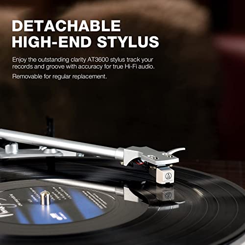 Turntables Belt-Drive Record Player with Wireless Output Connectivity, Vinyl Player Support 33&45 RPM Speed Phono Line USB Digital to PC Recording with Advanced Magnetic Cartridge&Counterweight by Retrolife - Image 2
