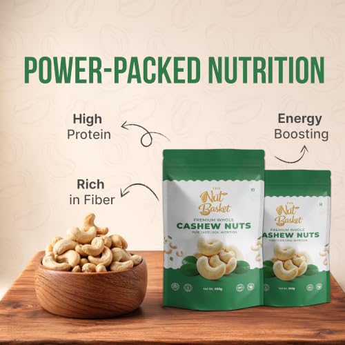 Image of THENUTBASKET Premium W320 Cashew Nuts 500g | Large Whole Kaju