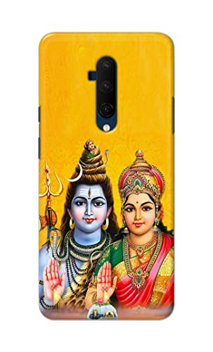 Image of PRINTFIDAA Lord Shiva Parvati Yellow Background Printed Designer Hard Back Case Cover for OnePlus 7T Pro /OnePlus 7 Pro -(SF) MVN1008