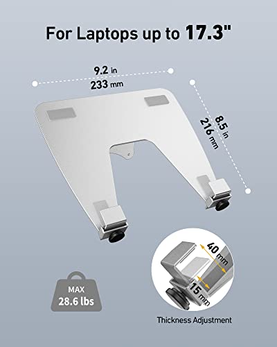 Image of ergounion VESA Laptop Tray for Monitor Mount, Holds Laptops up to 17.3 Inches and 28.6 lbs, Fits 100x100mm VESA, Notebook Tray Office Desk Accessories, Silver