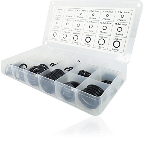 HMH-Shop 225-teiliges Dichtungsringe Set Ø 3-22 mm O Ringe Dichtungsset Gummi Dichtungen für Sanitär Gummidichtung rund O Ring Sortiment Dichtringe