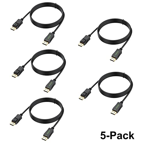 Displayport To Displayport Cable 6Ft 5-Pack, Dp To Dp Display Port Cable Uhd High Speed Cord 2K@144Hz, 2K@165Hz, 4K@60Hz, 3D For Laptop Display Docking Station #TOP6