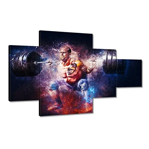 Tableau sport haltérophilie déco murale en toile tendue de 130x80 cm