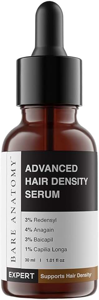 Bare Anatomy Advanced Hair Density Serum | 3% Redensyl, 4% Anagain, 3% Baicapil, 1% Capilia Longa, Rosemary, Biotin & Rice Extract | Reduces Hair Fall, Supports Hair Growth for Men & Women | 30 ml
