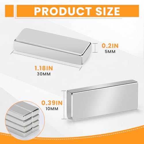 Image of MIKEDE Rare Earth Bar Strong Magnets Neodymium Heavy Duty for Fridge DIY Craft Science，40 Pcs 30x10x5 mm