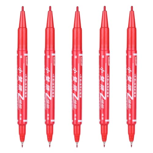 Hildbrandt Tattoo Skin Scribe Pen Dual-Tip Marker Piercing Marking Surgical Tattooing (5 Pack, Red)