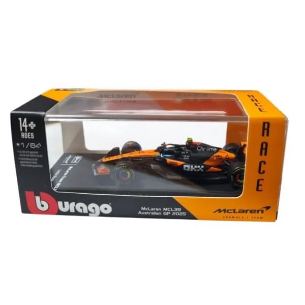 Image of Bburago 1 /64 Scale Mclaren MCL39 Australian GP 2025 Formula 1 Model #4 Lando Norris