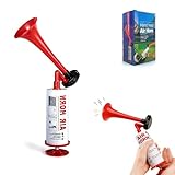 Moling Fanfare Druckluft Hupe,Megafon Tröte Manuelle,Airhorn aus Metall,Signalhorn für Boote,Fußball Fanartikel zum Anfeuern,Handball Zubehör,Alarm (Rot)