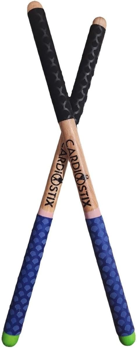 CardioStix 8.5oz Cardio Drum Sticks Per Set (1 Pair of Sticks Only) Weighted Double Grip Premium American Hickory Wood (DW#3) - 1 Pair Only