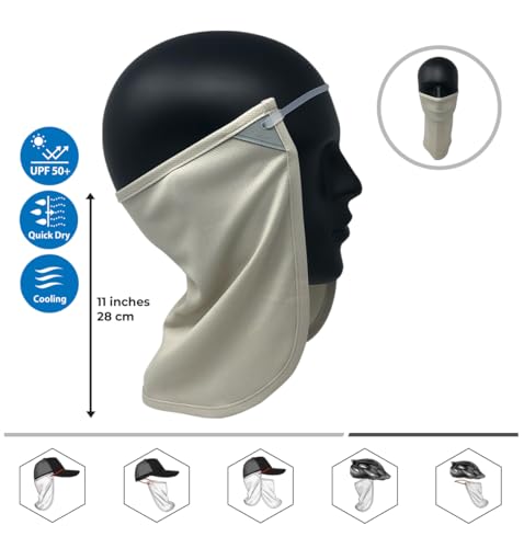 CoolNES - Proteção solar UV drapeado de pescoço ajustável multifuncional 2 em 1 cobertura facial par