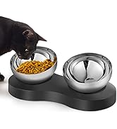 Elevated cat Bowls,15°Tilted Raised Cat Food and Water Bowl Pet Feeder Bowls for Cat and Small Do...