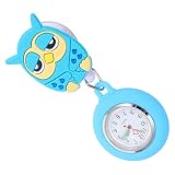 JOYOFREELY Reloj de Enfermera de Silicona Azul Diseño de Búho, Reloj de Bolsillo Extensible para Uso Médico, Movimiento de Cuarzo y Ajuste Fácil, Accesorio Funcional para Profesionales Salud