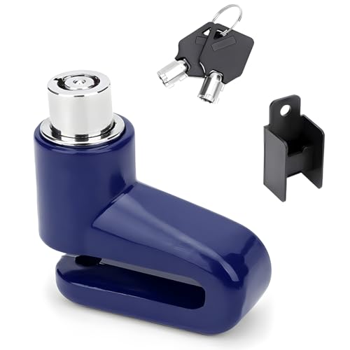 JNNJ Verrouillage De Disque Vélo, Verrouillage De Sécurité pour Moto, Serrure De Frein à Disque pour Moto, Serrure à Disque Frein Moto Et Vélo pour Usage Intensif Et Antivol, Scooter Vélo(Bleu)