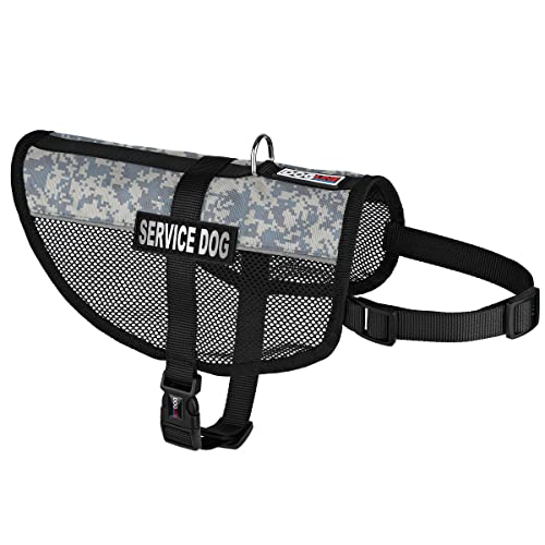 Dogline MaxAire Vest Service Dog Removable Patch Adjustable Harness Reflective with Service Dog ID Card for Puppies Small Medium and Large Dogs 30 by 38 Inch Urban Camo