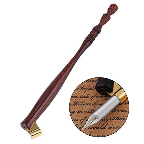 Walfront Wooden Calligraphy English Nib Pen Holder, Pen Nib Holder Wooden Dip Pens Handle Stand With Removable Metal Flange #TOP1