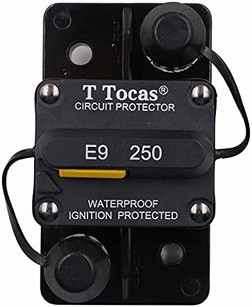 T Tocas 250 Amp Circuit Breaker with Manual Reset High Amp (No Manual Button Disconnect), Waterproof, Flush-Mount Circuit Breaker