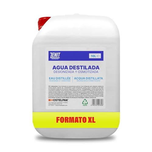 Hostelpak | Agua destilada Desionizada y osmotizada | Plancha, CPAP, Tattoo, Máquinas de esterilización (10L)
