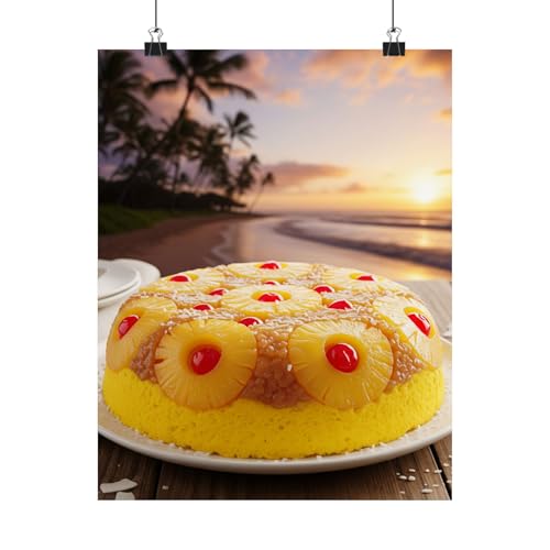 Premium Matte Poster of Canary Yellow Pineapple Upside Down Cake