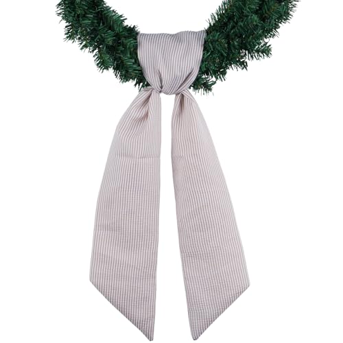 NUVCELKA Brown Striped Wreath Sash for Front Door Wreath 5.12 Wide x 54.33 Fall Thanksgiving Neutral Holiday Door Ribbon Decorations Wedding