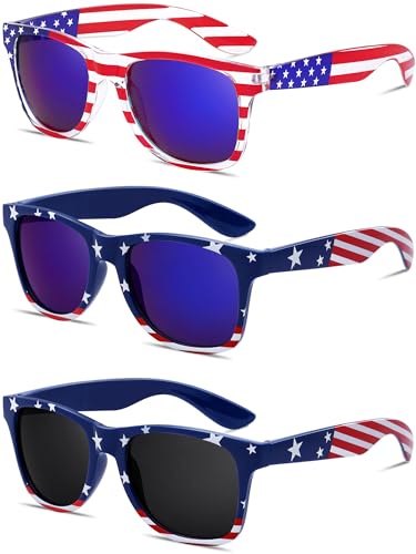 Image of knliwkm American Flag Sunglasses for Men USA American Flag Glasses Fourth of July Accessories
