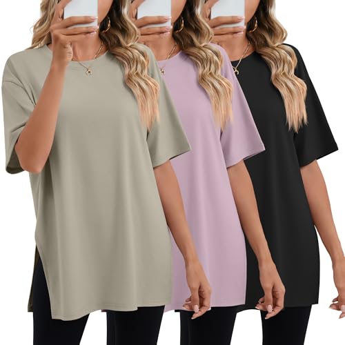 Lot de 3 T-shirts de sport oversize pour femmes Geyoga amples