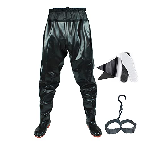 OTOlife ウェーダー PVCウェーダー ウエスト 胴付き長靴 釣り用スーツ ウエーダーブーツ 防水 厚手 サイズ選 択可 補修用PVC付き 釣り フィッシング 水作業 洗車