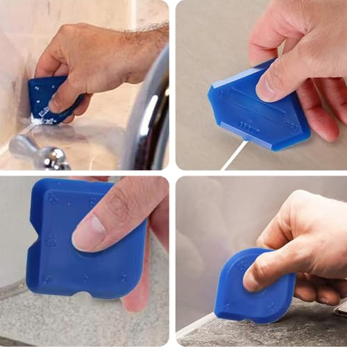 POHOVE 10PCS Werkzeug Scraper Kit Joint Smoother Set,4pcs x Metall Ball Puller,5pcs Blaue Silikon Joints Smoother, 1pc gelbe Scraper, JointSmoother Set für Badezimmer, Küchenfliesen