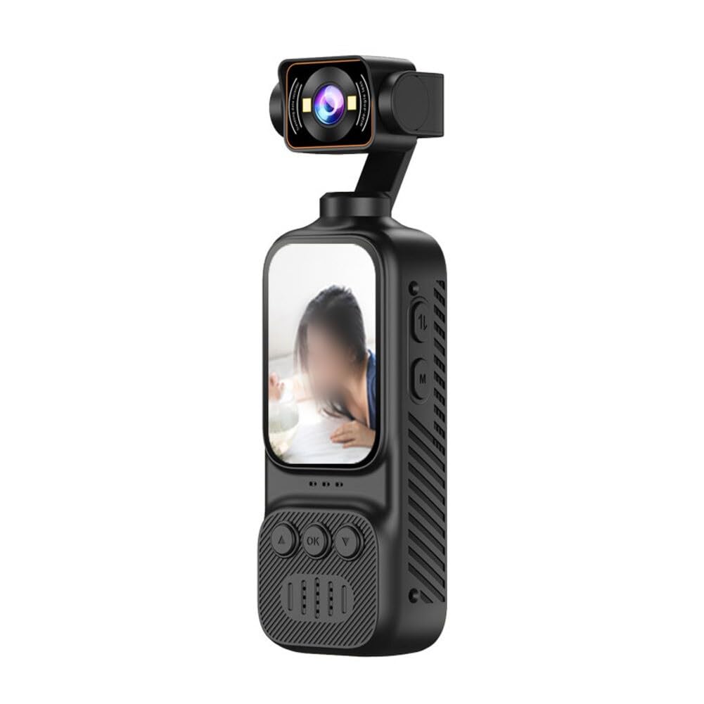 ZYWUOY Videocamera 2K Vlogging, Action Cam palmare con stabilizzazione intelligente, schermo girevole a 270° per viaggi e sport