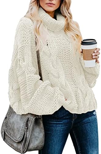 Dokotoo Womens 2025 Winter Fall Solid Turtleneck High Neck Balloo...