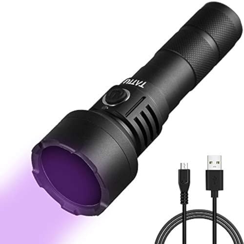 TATTU U2S UV Flashlight Rechargeable 365nm Black Light Torch with ZWB2 Filter, Blacklight 10W Ultraviolet LED Lamp with Micro USB Charging Cable