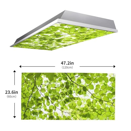 Image of 2 Pcs Fluorescent Light Covers for Ceiling Lights,Spring Leaves Magnetic Light Covers with 10 Magnets Fluorescent Light Filters for School Classroom Home Office Drop Ceiling Lamp Decor 4 x 2 Feet