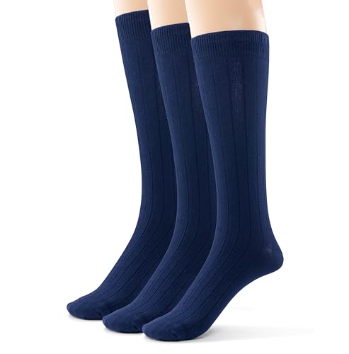 Mens Super Soft Rayon Bamboo Crew Socks 3 Pk Luxurious Seamless Dress Socks