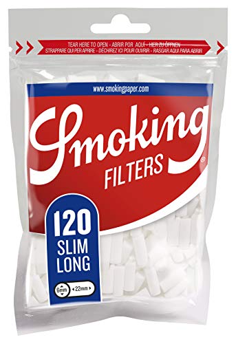 Smoking Classic Slim Long Filters 120(Pack of 3 Pouches) 22mm*6mm By Smoking Trading House
