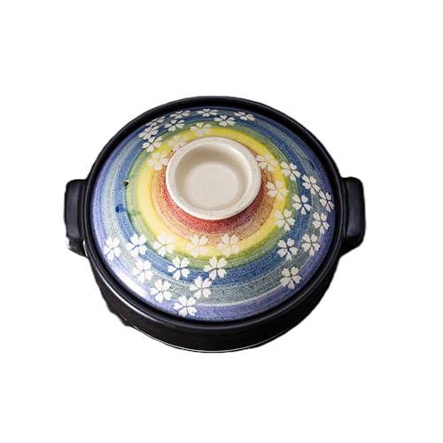 [萬古焼]絵付けART工房・平尾製陶 土鍋 9号「にじいろ」 暮らしの美術品 絵付けアーティストの個性が光るHandmade土鍋