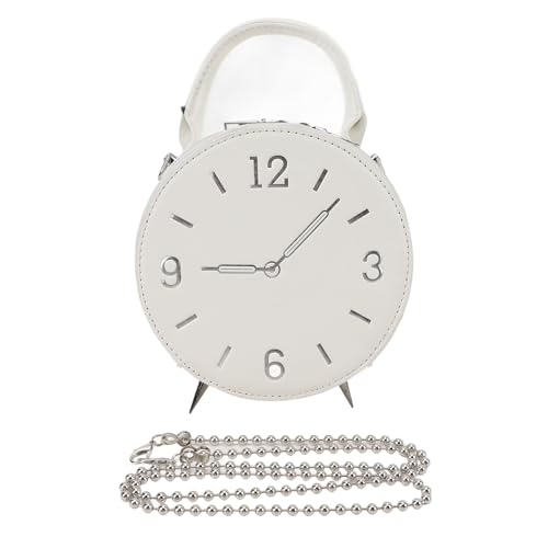 Shoulder Bag for Women PU Leather Modern Clock Handbag Small Cell Phone Purse with 2 Way Zippers for Daily Use
