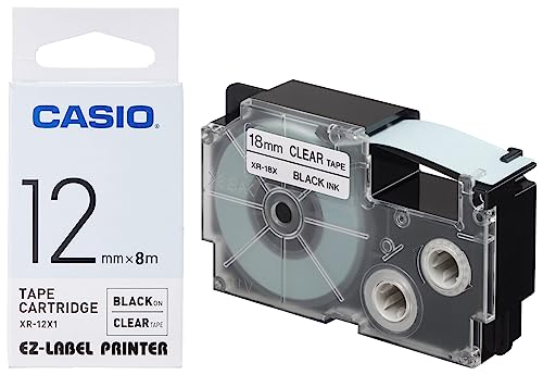 Image of Casio XR-18X1-W-DJ Label Printer Tape (Black and Clear) & Casio XR-12X Label Printer Tape (Clear)