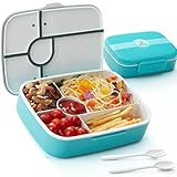 Leakproof Bento Lunch Box with 5 Compartments - 1.3L Lunch Container for Kids and Adults, Square...