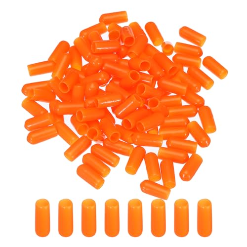 Image of MECCANIXITY 100pcs 6mm(1 /4 inch) Rubber End Caps Cover PVC Vinyl Screw Thread Protector Round Wire Shelf Caps for Screw Bolt Pipe Fence Post, Orange