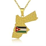 Agradable y elegante Hashemite Reino Jordan Mapa y Bandera Colgante Collares para mujeres/hombres Oro Color Jordan País Joyería Regalos Patrióticos