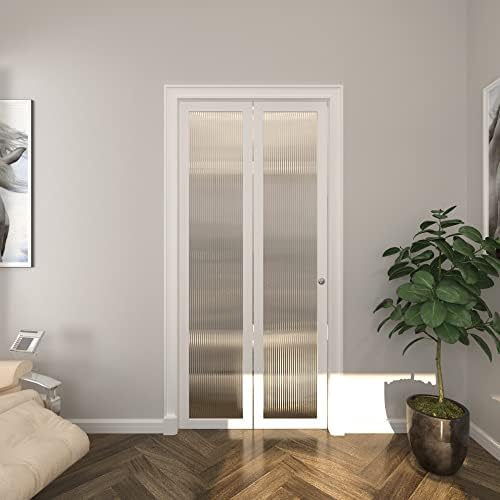 BARNER HOME Closet Doors, Single Glass Panel Bi-Fold Doors, Assembly Required, Folding Doors with Hardware Kits for 36'' Opening