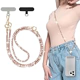 EspZanthic Lanière de Téléphone avec Dragonne, Bling Cordon Universel pour Portable, Tour de Cou Smartphone Sangle Attache, Sangle Téléphone en Bandoulière x 1, Dragonne x1,Patch x2