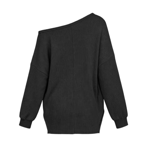 Off The Shoulder Tops For Women Oversized Long Sleeve Ribbed Knit Pullover - image 5